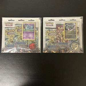 Pokemon TCG: XY Steam Siege Rayquaza & Azelf 3 Pack Blister Set X2 NFS - Picture 1 of 2