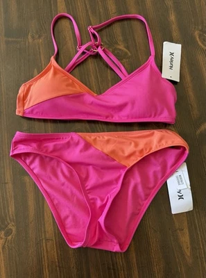 Hurley Bikini Moderate Coverage Size Medium Pink/Orange NWT Beach Pool Swim New - Image 1 of 4