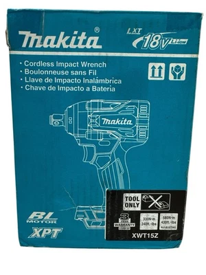 Makita 18V LXT 1/2" Impact Wrench w/Detent Anvil Tool Only XWT15Z  (OB) - Image 1 of 4