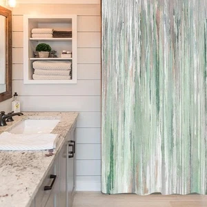 Abstract Teal Blue Shower Curtain, Lake Blue Boho Ombre Minimalist Chic Art S... - Picture 1 of 7