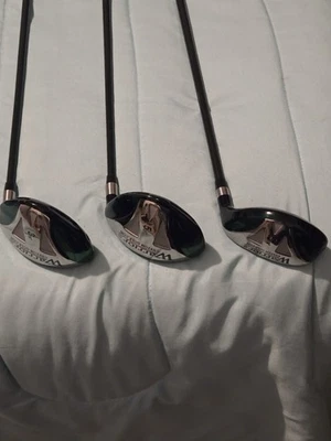 Warrior Golf Clubs. 3 Wood 5wood &3 Hybrid Graphite Shaft. S Flex RH - Image 1 of 4
