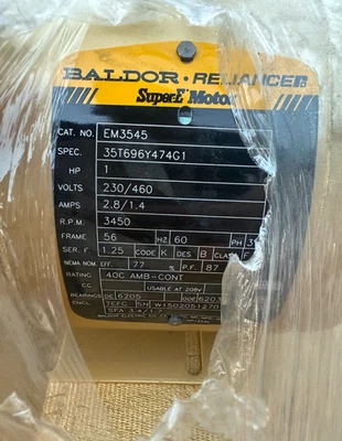 Baldor Reliance Super-E Motor 1HP EM3545 - Image 1 of 2