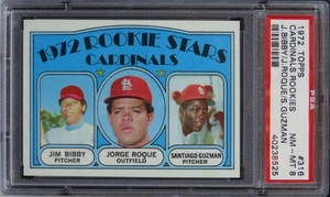 1972 Topps Cardinals Rookies J.BIBBY/J.ROQUE/S.GUZMAN #316 PSA 8 casi nuevo-como nuevo - Imagen 1 de 2