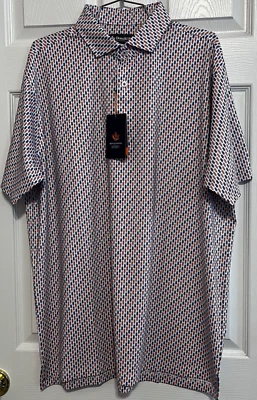 Camisa polo masculina de golfe "esporte" Donald Ross, Franklin, branca/multi, média, nova com etiquetas - Imagem 1 de 4