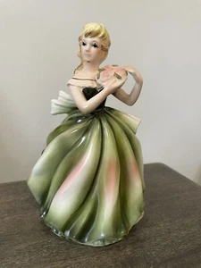 Vintage HTF Napco Napcoware Lady In Green Dress Planter C-7121 w/Sticker - Picture 1 of 8