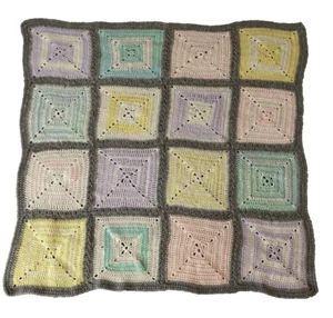 Granny Square Handmade Afghan Crochet Security Blanket Lovey 24 1/2" X 24 1/2" - Picture 1 of 5