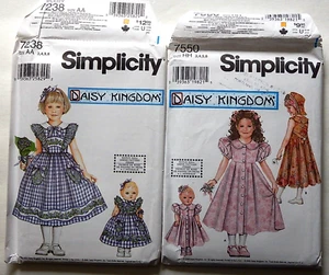 Simplicity 7238 & 7550 Daisy Kingdom Dresses ©2000-02 size 3-6 UC FF - Picture 1 of 5