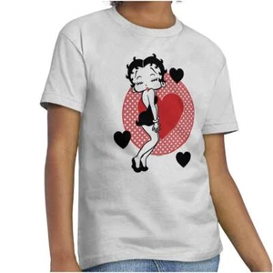 Betty Boop Polka Dot Heart Vintage Cartoon Girls Youth Crewneck T Shirts Tees - Picture 1 of 7