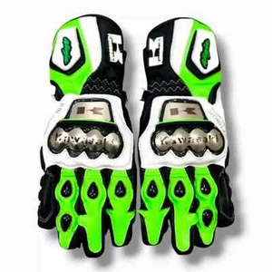 Kawasaki ninja Motorcycle Motorbike MOTOGP Racing Leather Gloves - Picture 1 of 2