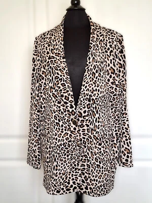 SUSAN GRAVER ANIMAL PRINT BONDED LIQUID KNIT BLAZER JACKET SZ 2XP CAREER OFFICE - Image 1 of 4