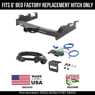 For 2007 Silverado 2500HD Trailer Hitch w/ 5Pin Wiring 6' bed OE repl hitch Curt Foto 1 de 4