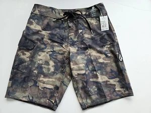 VOLCOM Men's 28 Board Shorts Lido Mod Tech Green Army Camo Print - Picture 1 of 2