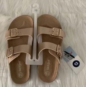 Cat And Jack Slip On Slide Sandal Kids Size 13 Rose Gold Girls New With Tags - Picture 1 of 3