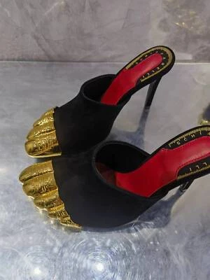 Summer Women's Fashion Golden Ultra High Heels Slippers Round Toe Half Slippers - Image 1 of 4