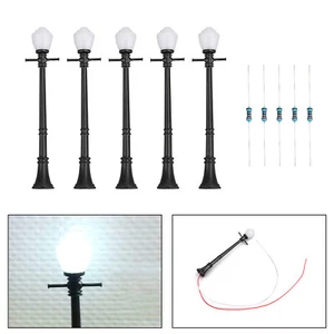 5pcs LCX04 Model Railway Lamppost lamps Street Lights O Scale LEDs - Picture 1 of 12