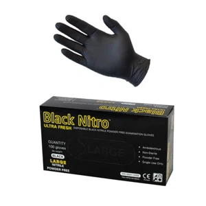 Nitrile Black Disposable Gloves 100pcs Latex & Powder Free - Picture 1 of 9