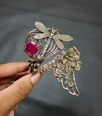 Brazalete Facetado Cachemira Rubí Gema Alambre de Cobre Brazalete Ajustable Regalos Foto 1 de 4