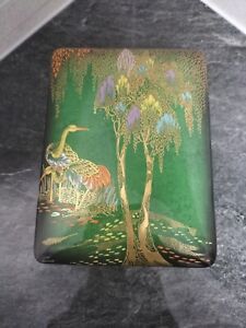 RARE Carlton Ware Hand Painted Lustre Trinket Box, `Vert Royale` `New Stork`1925