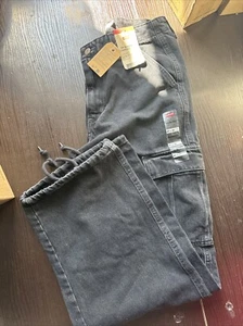 Levi's 28 x 31 Women's '94 Baggy Cargo Wide Mid-Rise Jeans Black Adjustable Hem - Picture 1 of 13