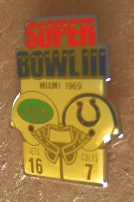 NY New York Jets Baltimore Colts pin Super Bowl Iii 3 Starline SB NFL  - Image 1 of 4