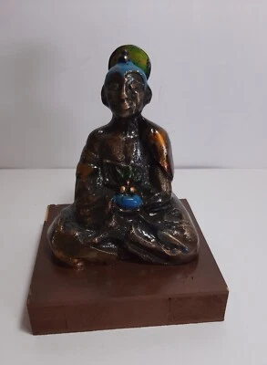 Scultura Vintage CASSINARI VETTOR Buddha Bronzo e Smalti cm 14 Statua Moderna - Immagine 1 di 4