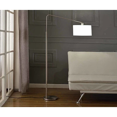 Lámpara de pie de acero cepillado de arco medio de 64 pulgadas '80 grados', pantalla blanca Foto 1 de 3