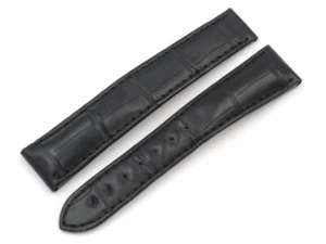 OMEGA Originale 19mm Nero Opaco Pelle Coccodrillo Deployante - Imagen 1 de 4