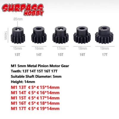 Metal Pinion Motor Gear 5mm 11T 13T 15T 17T 19T 21T 25T 27T 30T for 1/8 RC Car - Image 1 of 4