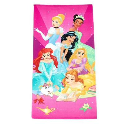 Towel - Disney - Princess Pink Ariel Belle Cinderella Jasmine Beach/Bath 27x54" - Image 1 of 3