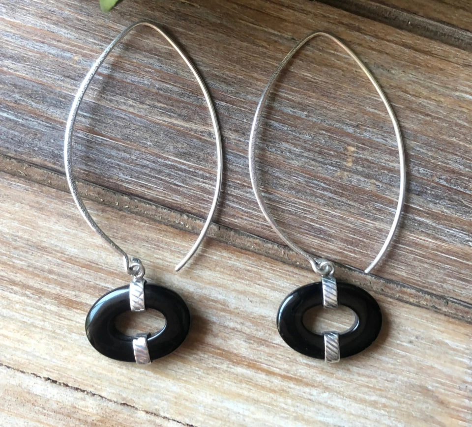 Silpada 925 Sterling Silver 925  Chalcedony Threader Earrings W2048  2.5" Long - Image 1 of 1