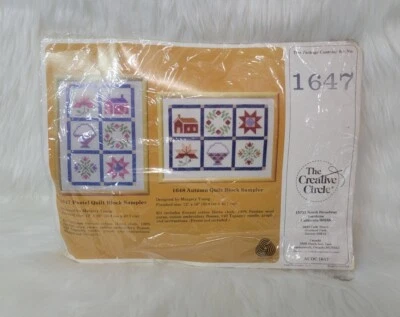 Cross Stitch CREATIVE CIRCLE Autumn Quilt Block Sampler #1648 Vintage Needlework - Image 1 of 4