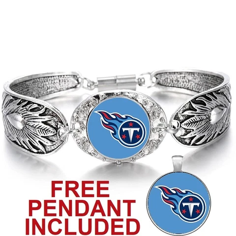 Tennessee Titans Women's Sterling Silver Bracelet Football Gift w Gift Pkg D3 Cover
