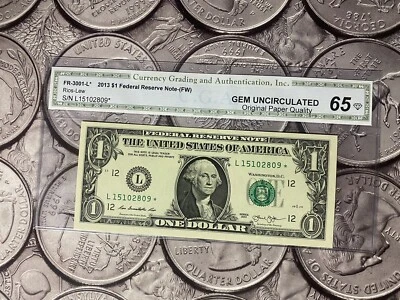 $1 2013 3001- L  (fw) SAN FRANCISCO “GEM UNCIRCULATED" STAR NOTE OPQ 65 GRADE - Image 1 of 2