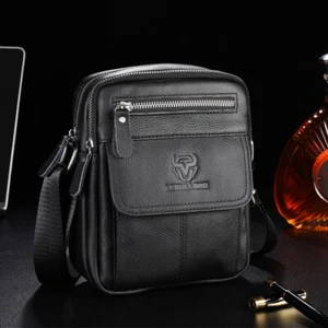 Small Crossbody Bags Men Genuine Leather Sling Shoulder Messenger Bag Business C - Picture 1 of 12
