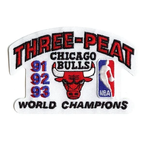 1993 "Three-Peat" Chicago Bulls NBA World Champions bestickt Retro Patch - Bild 1 von 1