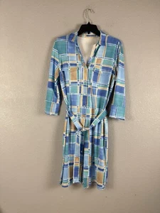 J. McLaughlin S Brynn Tile Print Jersey Knit Collared V-Neck 3/4 Sleeve Dress - Picture 1 of 9