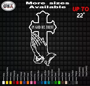In God We Trust Decals | Praying Hands Decal | Christian Decals | Religion Decal - Foto 1 di 1