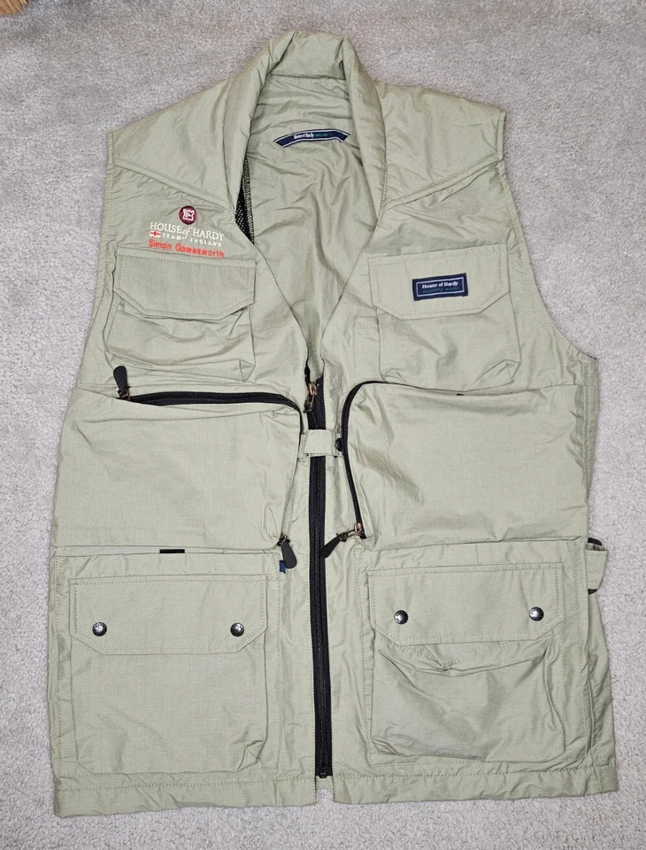 House of Hardy Country Wear LG 6 Bolsillos Cremallera Frontal Chaleco de Pesca con 2 Interior Foto 1 de 4