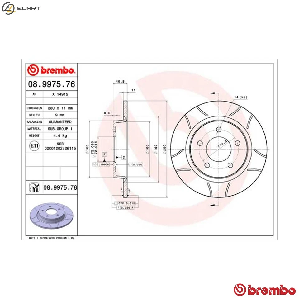 2x BRAKE DISC 08.9975.76 FOR MAZDA L3Y7/L3-VE/L3M6/L3YH/L3YT/L3YS 2.3L 4cyl - Image 1 of 4
