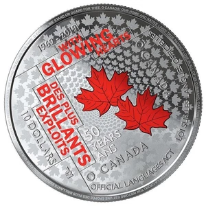 2019 $10 Languages Act - Fine Silver Coin - Picture 1 of 6