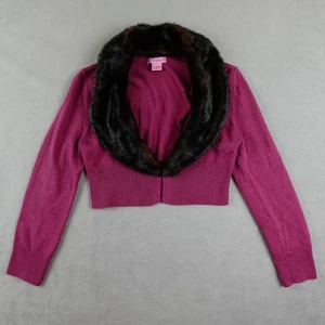 Rachelle Sweater Womens Small Faux Fur Collar Silk Wool Cashmere Blend Vintage S - Picture 1 of 21