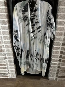 Cárdigan Lucky Brand para mujer OS multicolor tie-dye manga corta frente abierto kimono - Imagen 1 de 3