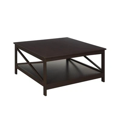 Convenience Concepts Oxford 36" Square Coffee Table in Espresso Wood Finish - Image 1 of 3