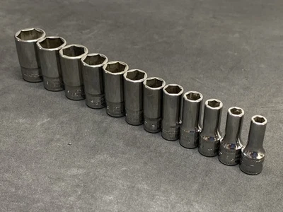 NICE! Snap-on 12pc 1/4" Flank Dr Semi-deep Metric 6pt 5-15mm Socket Set Sockets - image 1 of 4