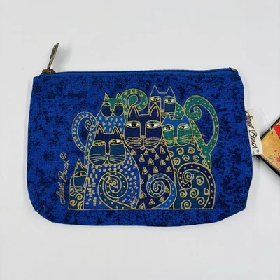 LAUREL BURCH Cat Canvas Cosmetic Bag Zip Pouch NWT - Image 1 of 4