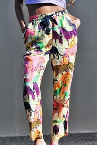 Nuevo $148 Jcrew Safari Selva Pantalones Talla 4 Elefante Cebra Leopardo RATTI - Imagen 1 de 9
