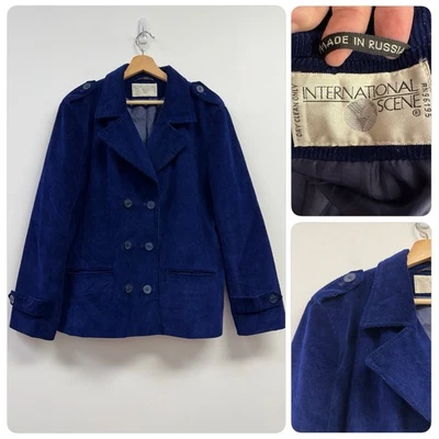 Chaqueta Blazer De Colección Escena Internacional Para Mujer Dbl Pechos Pana Azul Talla 16 Foto 1 de 4