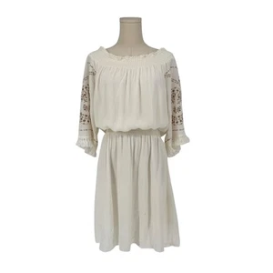 Xhilaration Boho White Embroidered Off the Shoulder Mini Dress, Tassel, Size M - Bild 1 von 7