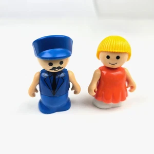 Playskool Lil Playmates Lote de 2 Figuras De Colección Niña Tren Conductor Naranja Azul - Imagen 1 de 11