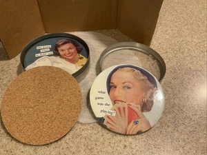 Anne Taintor "Vintage Revisited" 6pc POKER FACE Coasters Set 4” NEW - Picture 1 of 2